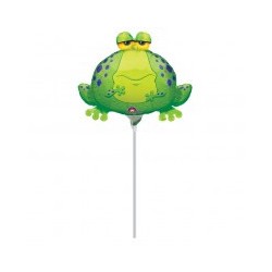 Grenouille avec coupelle et tige ballon mylar