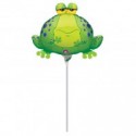 Grenouille avec coupelle et tige ballon mylar