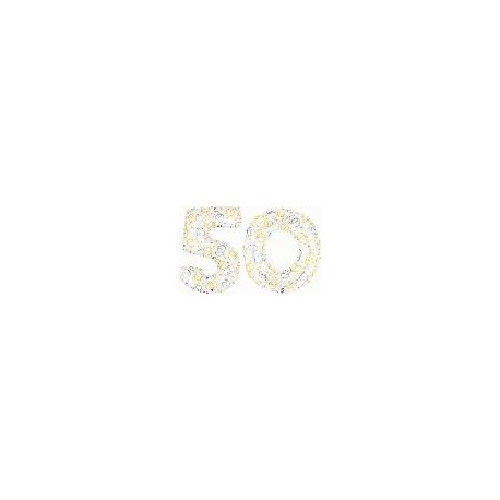50 2 CHIFFRES BALLONS BLANC ET COEURS