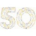 50 2 CHIFFRES BALLONS BLANC ET COEURS