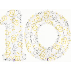 10 2 CHIFFRES BALLONS BLANC ET COEURS