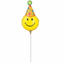Smile hat mini ballon mylar 22 cm non gonflé (air sur tige)