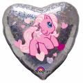 Petit poney ballon métal holographique coeur