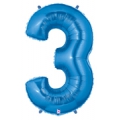 3 BLEU Chiffre métal mylar 3