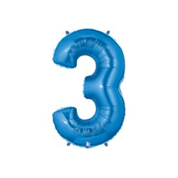 3 BLEU Chiffre métal mylar 3