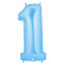 1 BLEU PALE Chiffre métal mylar 1 haut 86 cm 