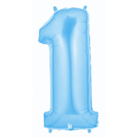 1 BLEU PALE Chiffre métal mylar 1 haut 86 cm 