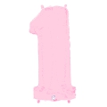 1 ROSE PALE Chiffre métal mylar 1 haut 86 cm 