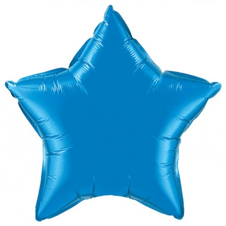 Etoile bleu saphir mylar 23 cm à plat non gonflé