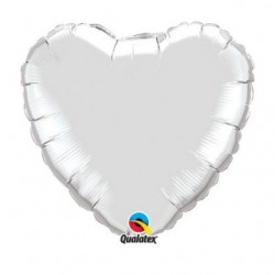 ballon mylar coeur argent 23 cm non gonflé 