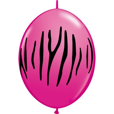 10 BALLONS 30 CM DOUBLE ATTACHE QUALATEX FRAMBOISE ZEBRE