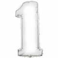 1 BLANC Chiffre métal mylar 1 haut 86 cm 