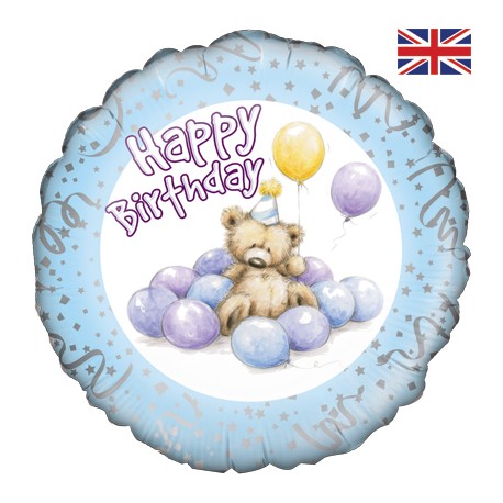 ° Petit ours aux ballons bleus happy birthday