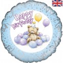 ° Petit ours aux ballons bleus happy birthday