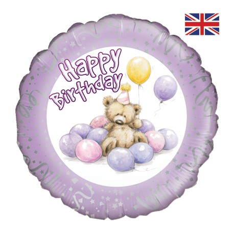 ° Petit ours aux ballons roses happy birthday