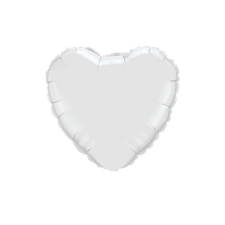 coeur argent mylar 10 cm vendu non gonflé