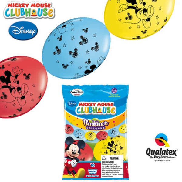 10 ballons Mickey double attache 30 cm