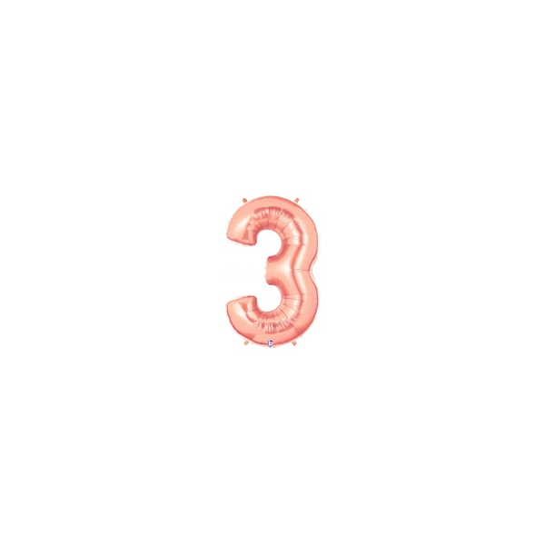 3 rose or Chiffre métal mylar 3