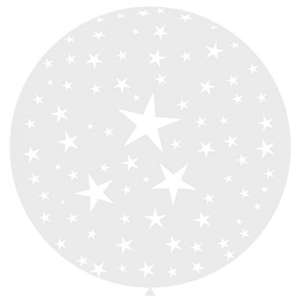 1 ballon 90 cm cristal transparent imprimé étoiles blanches