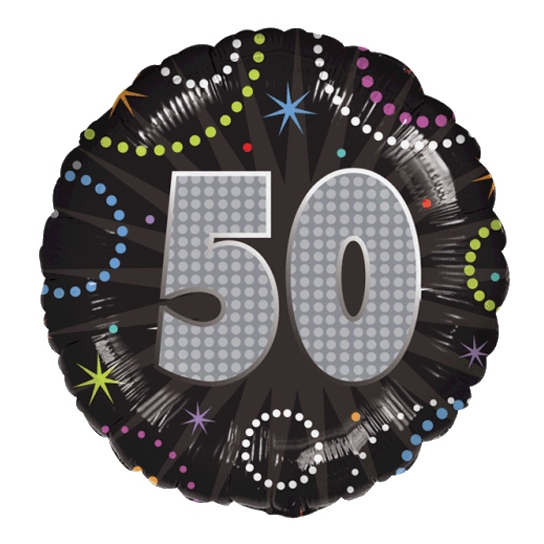 50 anniversaire time to party holographique ballon mylar