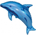 ° mini dauphin bleu 23 cm pour gonflage à l'air avec tige